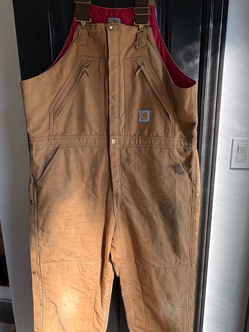 Insulated Carhartt Tan Duck Bib Overalls for winter